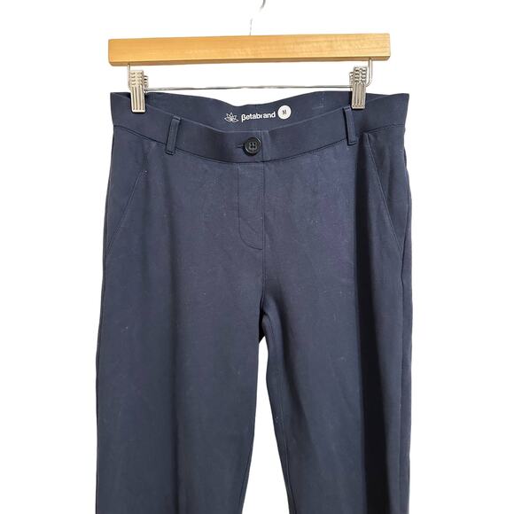 Betabrand Womens Long navy Wide-Leg Mid Rise Pull On Casual Pants Size Medium - Picture 2 of 6
